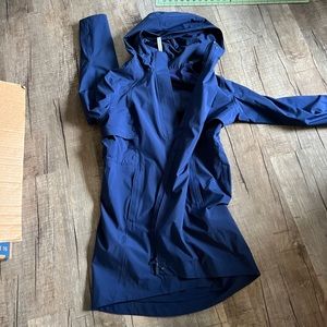 Mid Calf Blue Trench Rain Coat